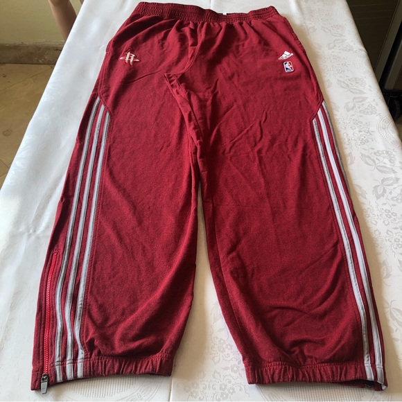 Adidas NBA Men’s Size 2XL Red Sweatpants Elastic Waist 2” + Length 3 Stripes - Picture 15 of 16